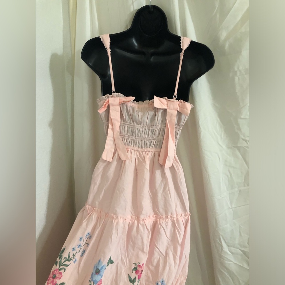 Trixxi floral hem smocked bodice bow strap garden dress size medium brand new - Picture 10 of 16